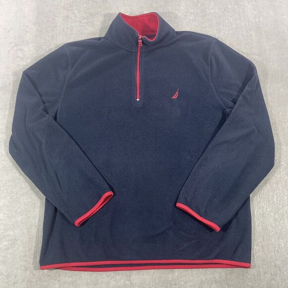 Nautica Other - Nautica Mens Large Blue Red Quarter 1/4 Zip Fleece Sweater